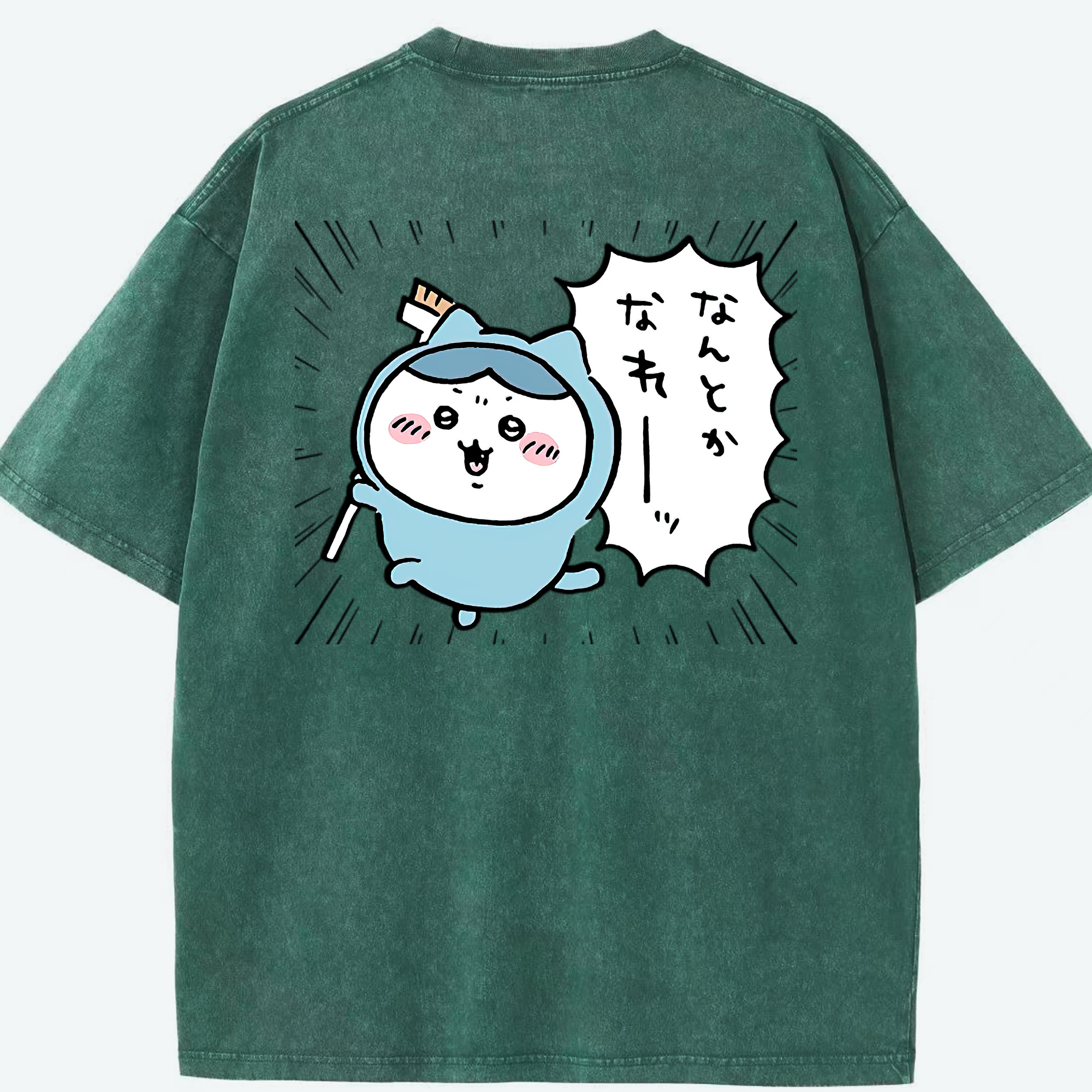 （画像用） ちいかわ ハチワレ Chii-kawa hachiware 綿100% ヴィンテージ風 半袖Tシャツ（背面プリント）